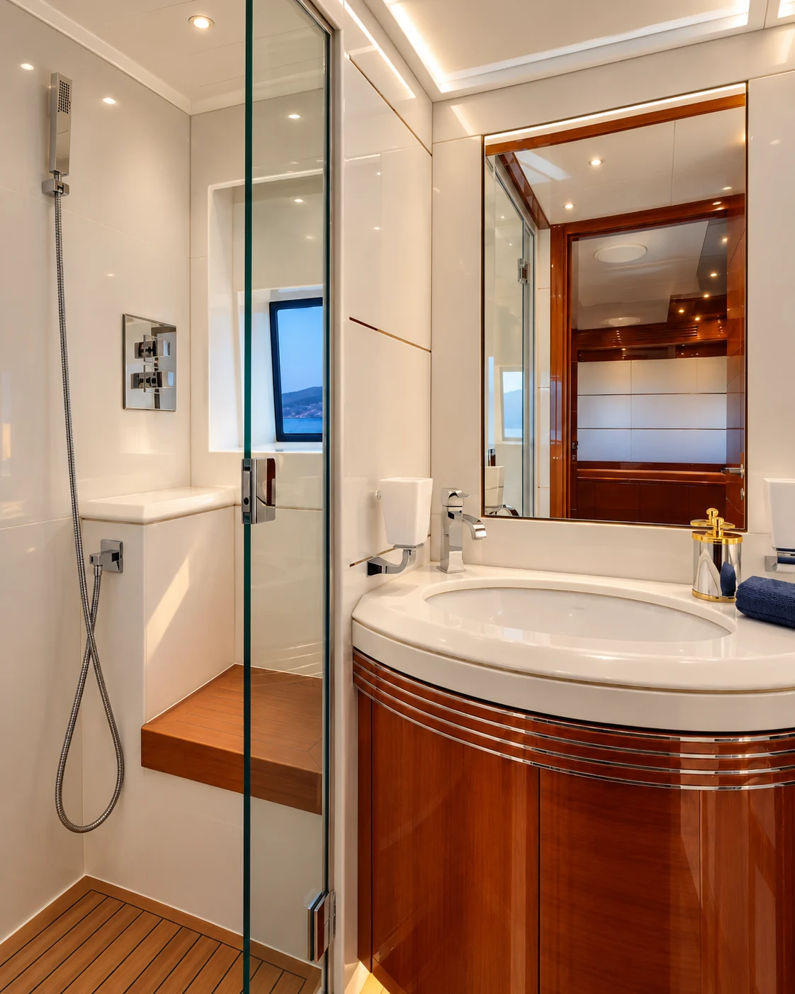 Bathroom vanity, with the WC and bidet in a separate compartment
