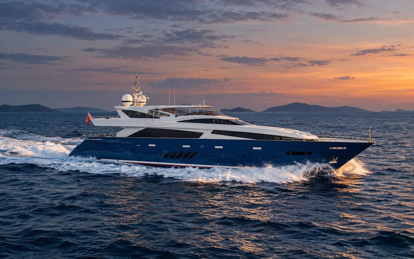 CEZZ OF LONDON under way at dusk, dark blue hull and white superstructure